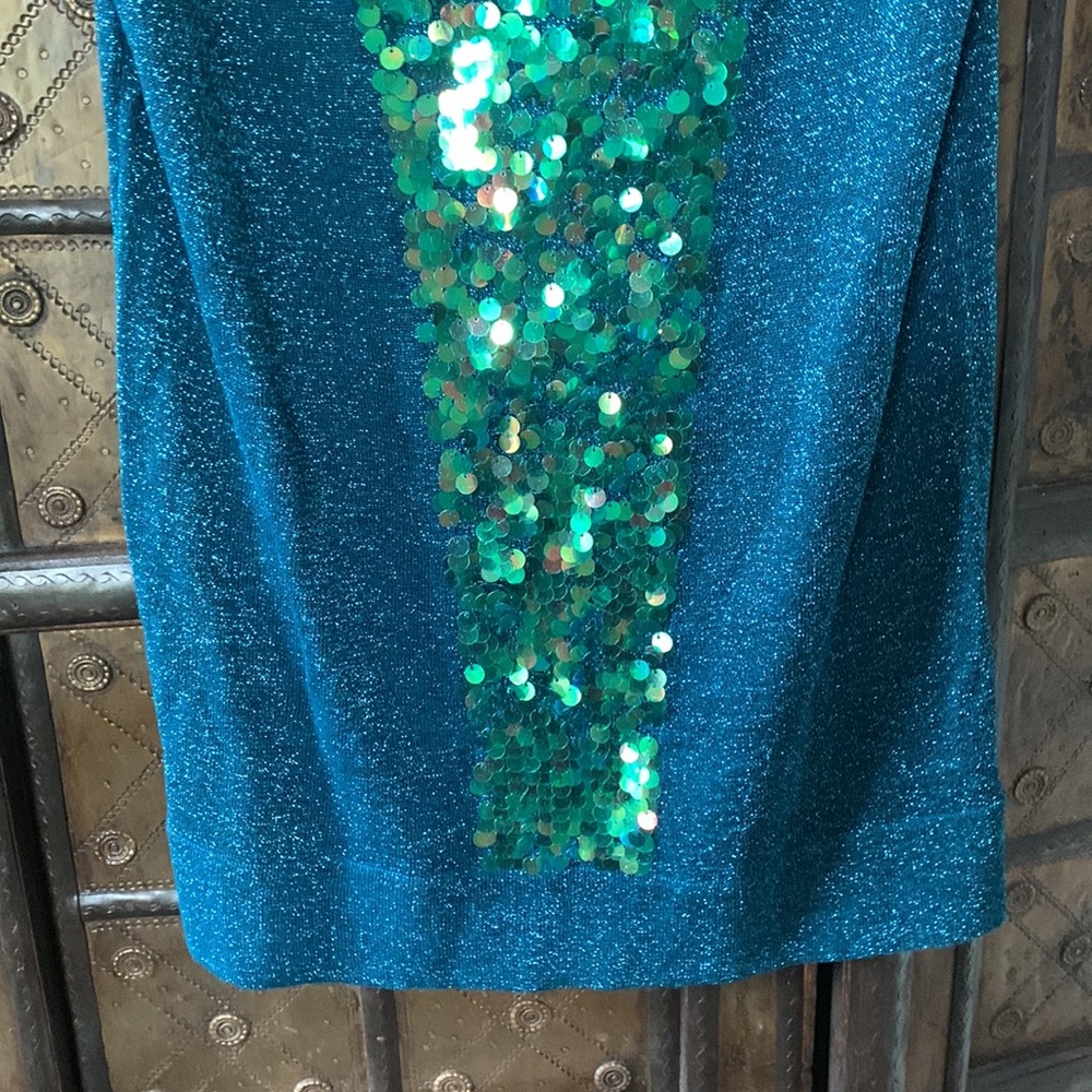 Necessary Objects Mermaid Sequin Blue Metallic Ta… - image 3